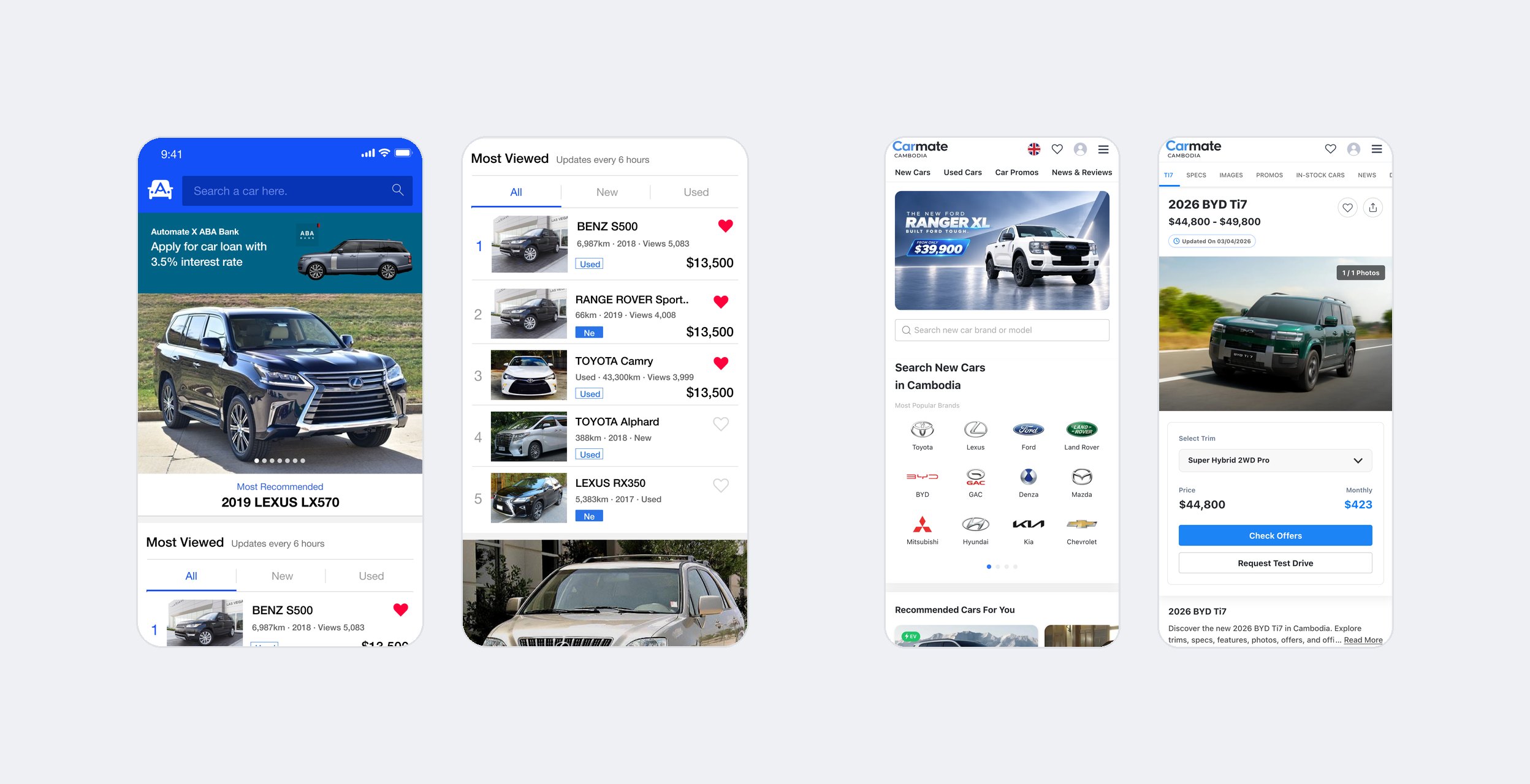 The original app screens next to today's mobile web marketplace