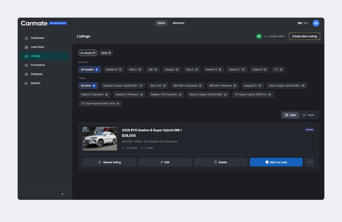 Seller Central listings screen for an official brand